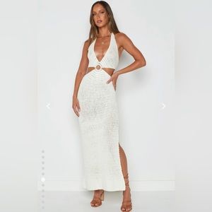 Beginning Boutique Julia Crochet Halter Midi Dress size US 4, AUS 8